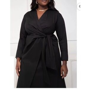 Eloquii Investments Wrap Dress Black 24‎ Classic Chic Career Cotton Stretch